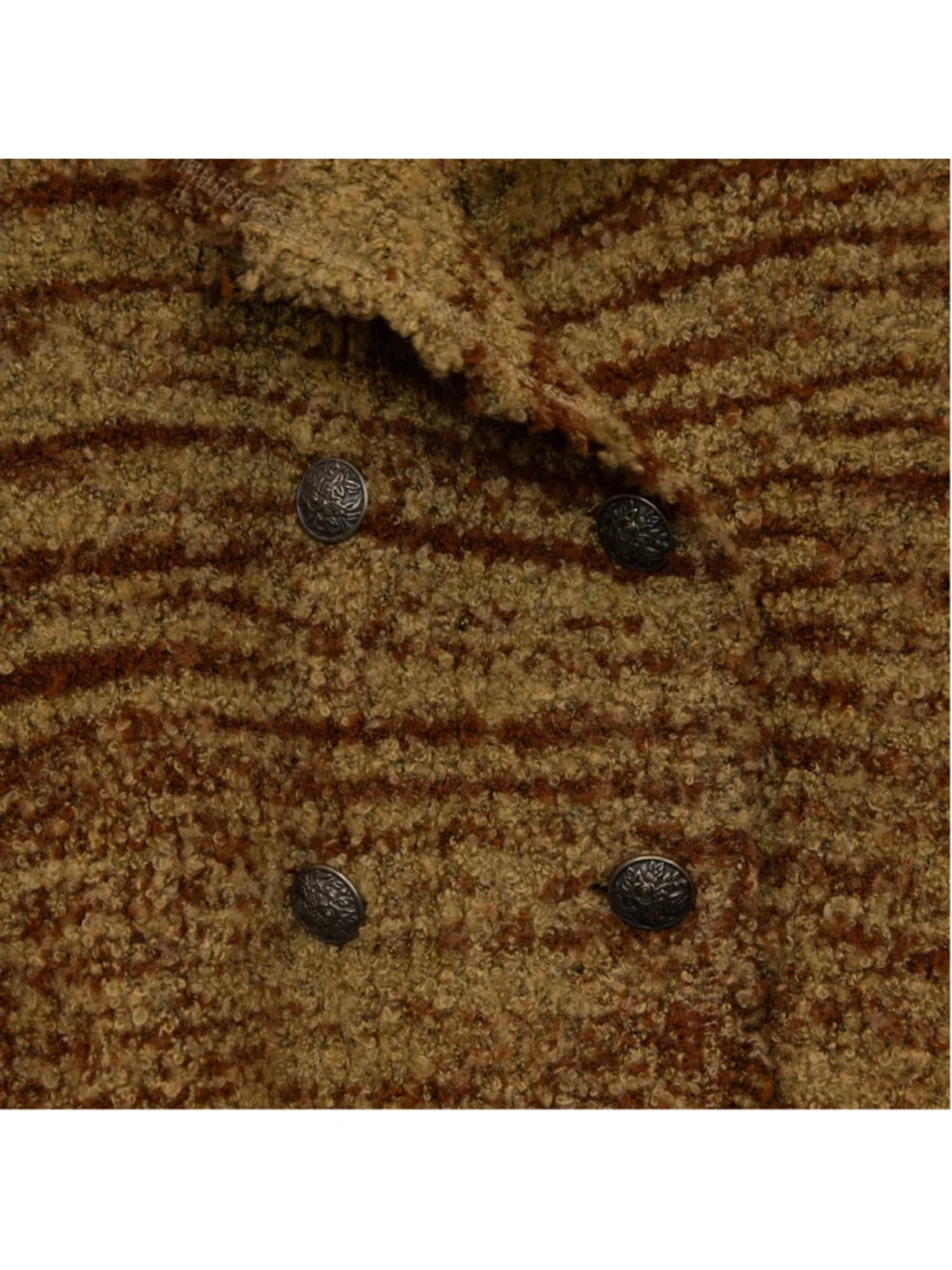 Free People Zebra Yarn double breasted boucle knit brown cardigan-S
